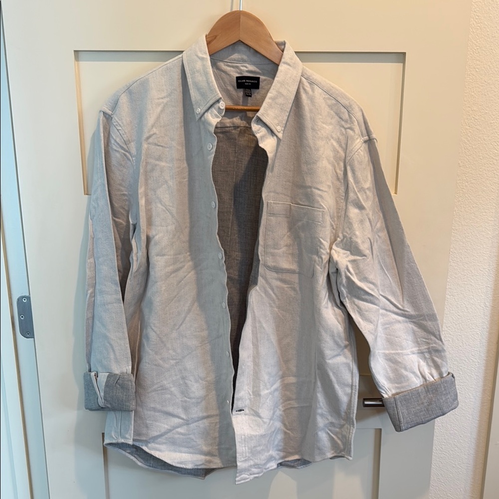 Club Monaco XL Slim Fit Light Gray Button-Up Shirt Jacket